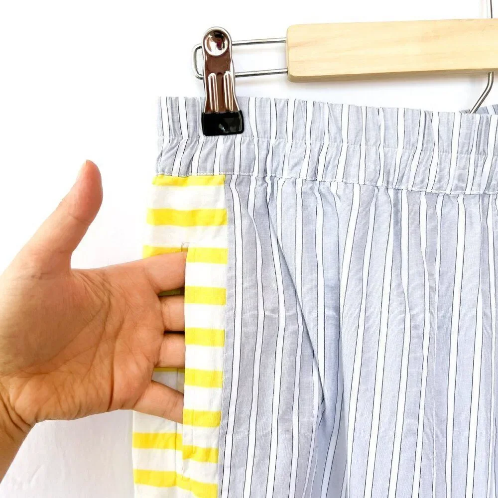 Sita Murt Yellow Gray White Striped 100% Cotton Striped PJ Pajama Pants